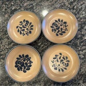 Pfaltzgraff Folk Art Ceramic Bread Plate with Blue Floral Motif